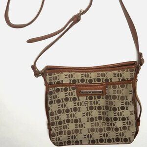 Etienne Aigner Vintage Crossbody Purse Tan,Brown,Beige So Many Pockets,Zippers